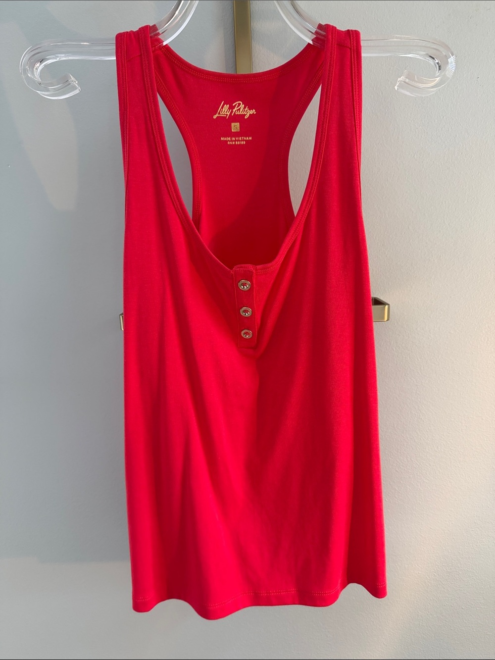Lilly Pulitzer Bright Red Racerback Tank with Button Placket